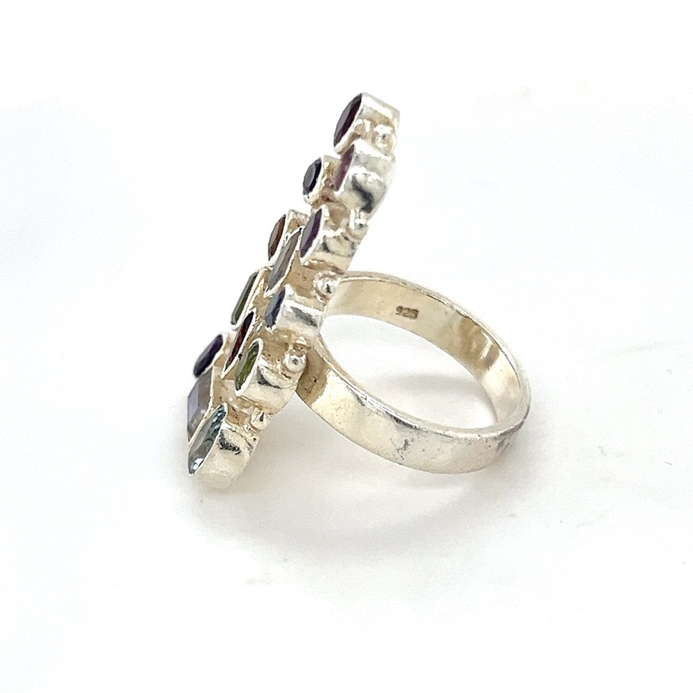 Multi-Stone Silver 925 Ring - image 2